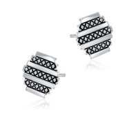 Beehive Designed Silver Ear Stud STS-5619